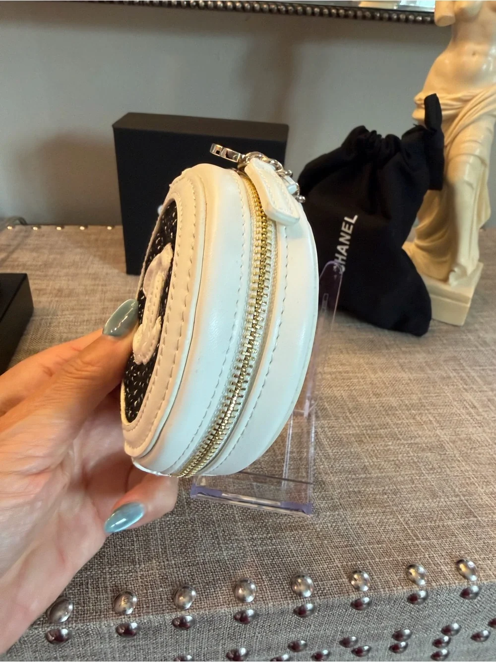 GWP for Chanel NIB Giftable  Black & White Round CC Logo Clutch